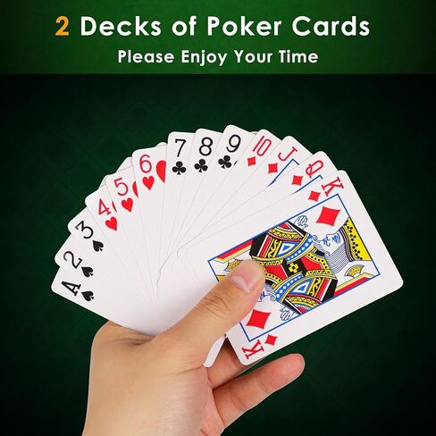 مجموعة شرائح البوكر مع الطوائف، 500 قطعة من رقائق الكازينو المركبة بوزن 14 جرامًا مع علبة من الألومنيوم، وطابقين من البطاقات ومفرش طاولة الألعاب، لألعاب المقامرة في لعبة تكساس هولدم بلاك جاك in Kuwait
