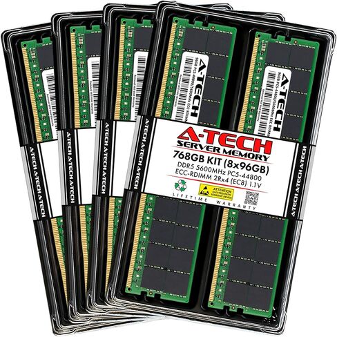 A-Tech 256GB KIT (8x32GB) DDR5 5600MHz PC5-44800 ECC RDIMM 2RX8 (EC8 10X4) DUAL RANK 1.1V ECC مسجلة DIMM 288-PIN RAM MEMORGENT MEMORGENT in Kuwait