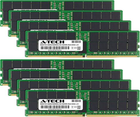 A-Tech 256GB KIT (8x32GB) DDR5 5600MHz PC5-44800 ECC RDIMM 2RX8 (EC8 10X4) DUAL RANK 1.1V ECC مسجلة DIMM 288-PIN RAM MEMORGENT MEMORGENT in Kuwait