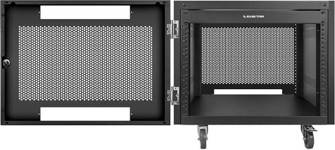 Sound Town 8u Universal Steel Rack ، W/Mesh Doors ، Locking Caster ، لوحات جانبية تنفيس للفيديو الصوتي ، معدات الخادم وشبكة (Strk-M8UWD) in Kuwait