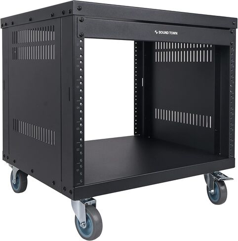 Sound Town 8u Universal Steel Rack ، W/Mesh Doors ، Locking Caster ، لوحات جانبية تنفيس للفيديو الصوتي ، معدات الخادم وشبكة (Strk-M8UWD) in Kuwait