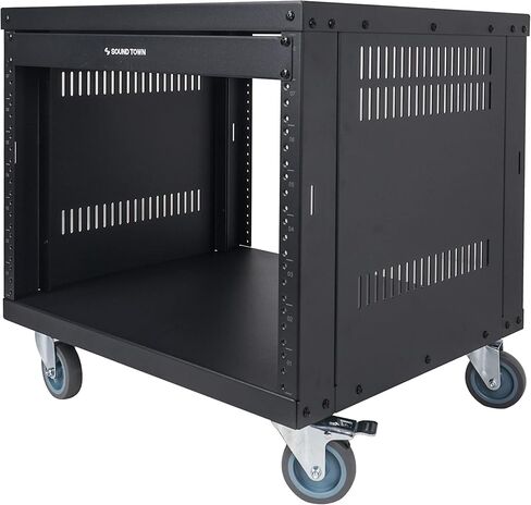 Sound Town 8u Universal Steel Rack ، W/Mesh Doors ، Locking Caster ، لوحات جانبية تنفيس للفيديو الصوتي ، معدات الخادم وشبكة (Strk-M8UWD) in Kuwait