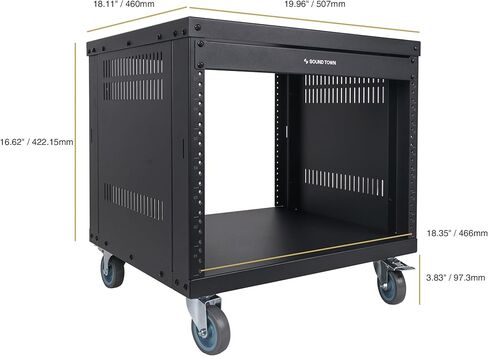 Sound Town 8u Universal Steel Rack ، W/Mesh Doors ، Locking Caster ، لوحات جانبية تنفيس للفيديو الصوتي ، معدات الخادم وشبكة (Strk-M8UWD) in Kuwait
