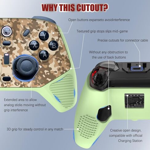 Silicone Skin Cover for GameSir Cyclone 2 Controller, Anti-Slip Protective Case for GameSir Cyclone2 Control, Cyclone 2 Controller Accessories Camo & Glow in The Dark, Neon Green in Kuwait