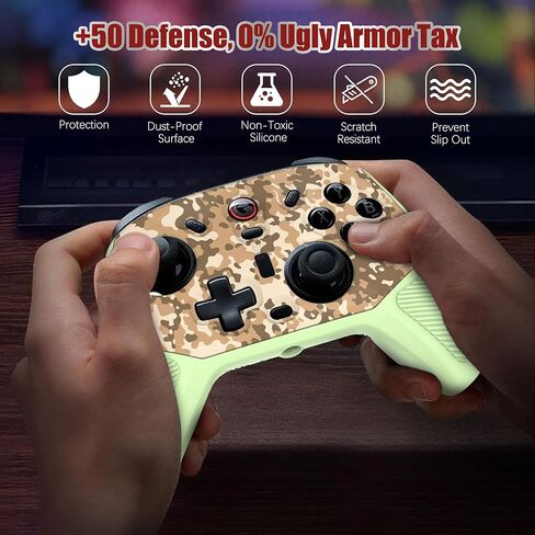 Silicone Skin Cover for GameSir Cyclone 2 Controller, Anti-Slip Protective Case for GameSir Cyclone2 Control, Cyclone 2 Controller Accessories Camo & Glow in The Dark, Neon Green in Kuwait