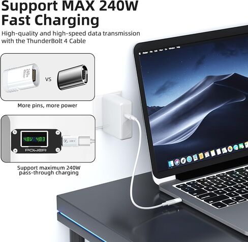 USB C Magnetic Adapter 240W, (2 Pack) Magnetic USBC Adapter 24 Pin Straight with USB4 40Gbps 8K 60Hz Video for iPhone 15/16 Series, Thunderbolt 3/4, MacBook Pro/Air and More Type C Devices, White in Saudi Arabia
