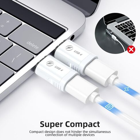 USB C Magnetic Adapter 240W, (2 Pack) Magnetic USBC Adapter 24 Pin Straight with USB4 40Gbps 8K 60Hz Video for iPhone 15/16 Series, Thunderbolt 3/4, MacBook Pro/Air and More Type C Devices, White in Saudi Arabia
