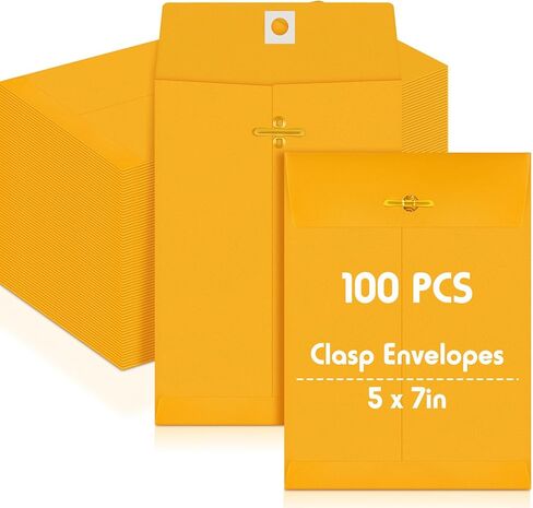 Geyee 500 جهاز كمبيوتر شخصى 5 × 7 "مغلفات المشبك، مظاريف مانيلا، مظاريف بريدية صمغية، إغلاق المشبك 28 رطل مغلفات ورق الكرافت لتخزين أو إرسال المظاريف الملونة للمنزل والمكتب وكلية الأعمال القانونية in Saudi Arabia