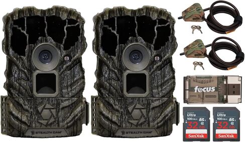 حزمة كاميرا Stealth Cam Browtine بدقة 14 ميجابكسل (9 عبوات) مع كابل قفل (9 عبوات)، وبطاقة ذاكرة سعة 32 جيجابايت (9 عبوات) وقارئ بطاقات (22 قطعة) in Kuwait