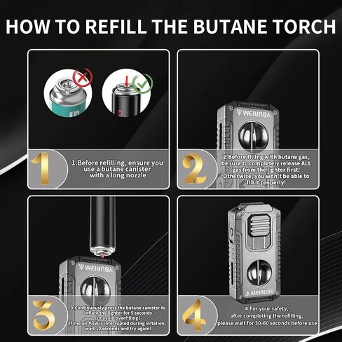 5-in-1 Butane Torch Lighter, Refillable Jet Flame Lighter with V-Cutter, Punch, Holder and Draw Tool, Multi-Functional Accessories Gift for Men, Dad, Husband, Friend in Saudi Arabia