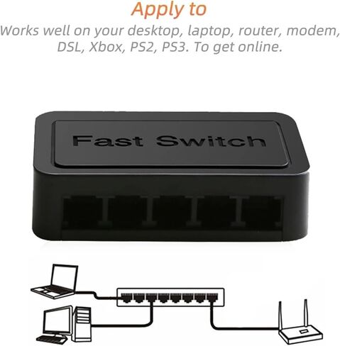 5 Port High Speed ​​Mini Network Switch Fast Ethernet LAN RJ45 Switch Hub(US Plug 100M) in Kuwait