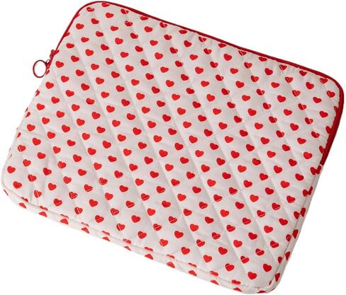 لطيف الكرز منتفخ كمبيوتر محمول كم كمبيوتر محمول y2k preppy حمل الكمبيوتر اللوحي cove kawaii tablet pouch coquette (القلب ، 15 بوصة) in Kuwait