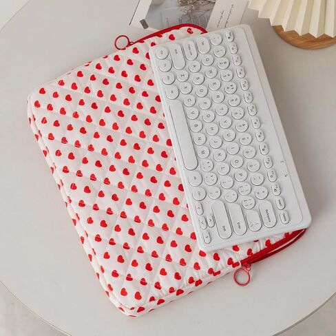 لطيف الكرز منتفخ كمبيوتر محمول كم كمبيوتر محمول y2k preppy حمل الكمبيوتر اللوحي cove kawaii tablet pouch coquette (القلب ، 15 بوصة) in Kuwait