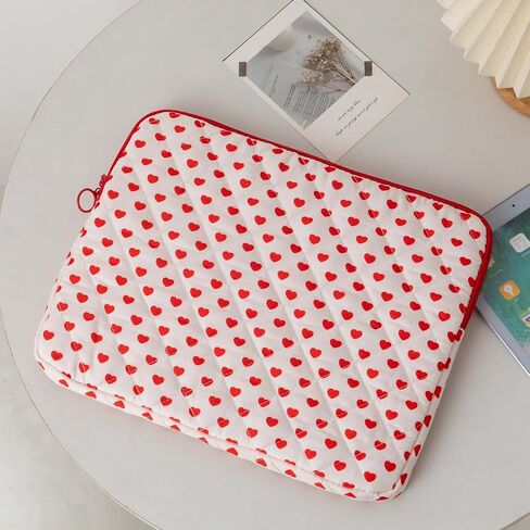 لطيف الكرز منتفخ كمبيوتر محمول كم كمبيوتر محمول y2k preppy حمل الكمبيوتر اللوحي cove kawaii tablet pouch coquette (القلب ، 15 بوصة) in Kuwait