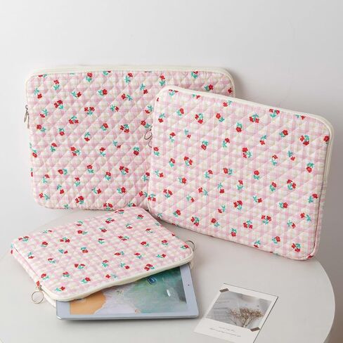 لطيف الكرز منتفخ كمبيوتر محمول كم كمبيوتر محمول y2k preppy حمل الكمبيوتر اللوحي cove kawaii tablet pouch coquette (القلب ، 15 بوصة) in Kuwait