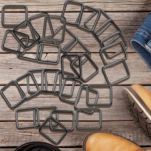 ELANE 60PCS Metal Rectangle Ring,Webbing Belts Buckle Metal Rings for Belt Bags Keychains DIY Accessories Belts and Dog Leash (Silver,1 Inch) in Kuwait