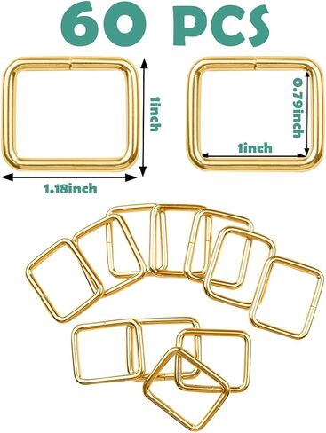 ELANE 60PCS Metal Rectangle Ring,Webbing Belts Buckle Metal Rings for Belt Bags Keychains DIY Accessories Belts and Dog Leash (Silver,1 Inch) in Saudi Arabia
