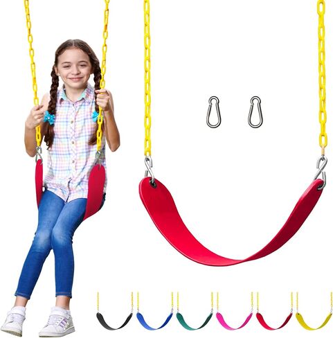 Jungle Gym Kingdom Swing for Outdoor Swing Set - Pack of 1 Swing Seat Replacement Kit with Heavy Duty Chains - Backyard Swingset Playground Accessories for Kids (Red﻿) in Saudi Arabia