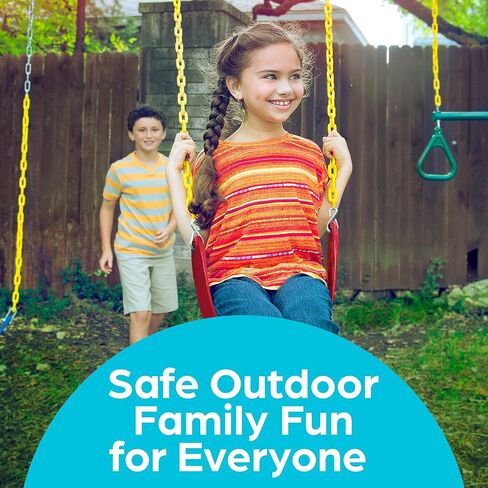 Jungle Gym Kingdom Swing for Outdoor Swing Set - Pack of 1 Swing Seat Replacement Kit with Heavy Duty Chains - Backyard Swingset Playground Accessories for Kids (Red﻿) in Saudi Arabia