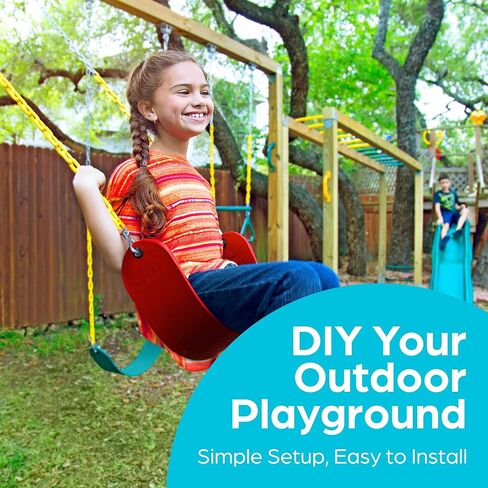 Jungle Gym Kingdom Swing for Outdoor Swing Set - Pack of 1 Swing Seat Replacement Kit with Heavy Duty Chains - Backyard Swingset Playground Accessories for Kids (Red﻿) in Saudi Arabia