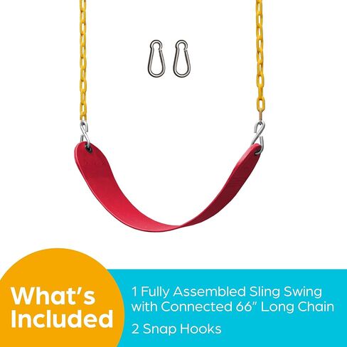 Jungle Gym Kingdom Swing for Outdoor Swing Set - Pack of 1 Swing Seat Replacement Kit with Heavy Duty Chains - Backyard Swingset Playground Accessories for Kids (Red﻿) in Saudi Arabia