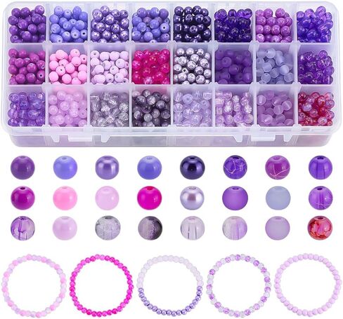 PH PandaHall 672pcs 8mm الخرز الزجاجي الأخضر لصنع المجوهرات 24 لون سوار الخرز الأيرلندية جولة الخرز فضفاض الخرز لعيد الميلاد عيد القديس باتريك القرط قلادة سوار صنع المجوهرات in Kuwait