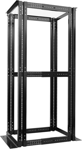 GlobalRack 4-Post 42U Open Frame Server Rack/19in Server Network Rack Depth 24-35inch مناسب للكمبيوتر/الصوت/معدات البيانات/معدات تكنولوجيا المعلومات/الرف الثقيل الصلب المفة البارد (4Post Rack-042) in Kuwait