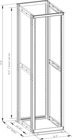 GlobalRack 4-Post 42U Open Frame Server Rack/19in Server Network Rack Depth 24-35inch مناسب للكمبيوتر/الصوت/معدات البيانات/معدات تكنولوجيا المعلومات/الرف الثقيل الصلب المفة البارد (4Post Rack-042) in Kuwait