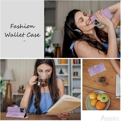 Wallet Case for iPhone 16 Pro,[RFID Blocking] 3 Card Holder Stand with Credit Card Slot PU Leather Magnetic Protective Flip Cover for iPhone 16 Pro (Light Purple) in Saudi Arabia