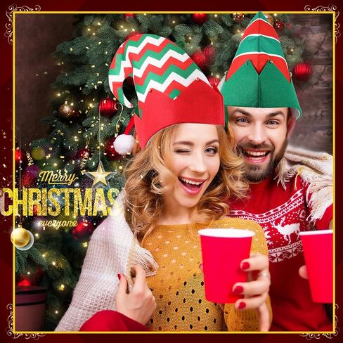 Yaomiao 12 حزمة عيد الميلاد قزم قبعة قبعة خضراء وحمراء قزم السائبة مع جرس سانتا قبعة لعيد الميلاد حزب زي تفضل in Saudi Arabia
