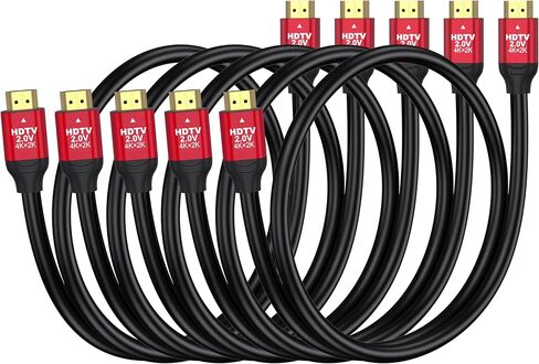 HDMI 2.0 Cable 6FT, 5-Pack, High Speed 18Gbps HDMI Cord Supports 4K@60Hz, 2K@240Hz, 1080P, HDCP 2.2, HDR, ARC & Ethernet, Compatible with Xbox, PS5/4/3, Soundbar, Laptop, Roku, Monitor, TV in Kuwait