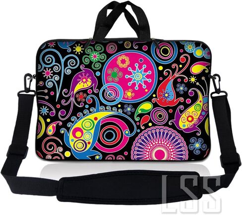 LSS 15 15.6 inches Laptop Messenger Crossbody Bag with Matching Laptop Skin Sticker & Mouse Pad Combo | Carrying Case for 14" 15" 15.6" or Smaller Size Notebook - Art Design in Saudi Arabia