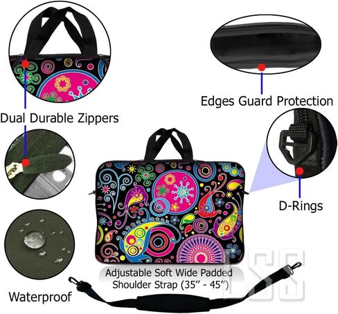 LSS 15 15.6 inches Laptop Messenger Crossbody Bag with Matching Laptop Skin Sticker & Mouse Pad Combo | Carrying Case for 14" 15" 15.6" or Smaller Size Notebook - Art Design in Saudi Arabia