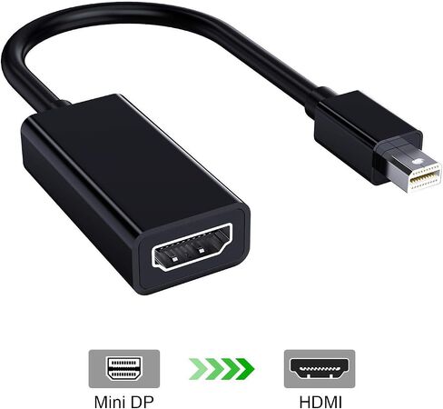 Mini DisplayPort to HDMI Adapter DP (متوافق مع Thunderbolt) إلى الحبل المغطى بالذهب HDMI 4KX2K لـ MacBook و Mac Mini و Microsoft Surface Pro 3/4 (Black و Mini DP إلى HDMI (2 عبوة)) in Saudi Arabia
