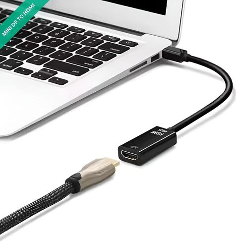 Mini DisplayPort to HDMI Adapter DP (متوافق مع Thunderbolt) إلى الحبل المغطى بالذهب HDMI 4KX2K لـ MacBook و Mac Mini و Microsoft Surface Pro 3/4 (Black و Mini DP إلى HDMI (2 عبوة)) in Saudi Arabia