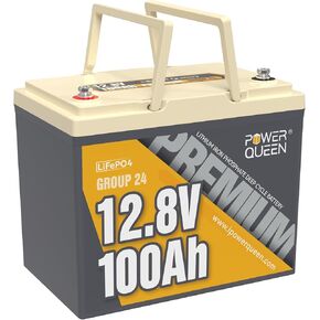 Power Queen 12.8V 100Ah LiFePO4, Upgraded Low Temperature Cut-off Function, Built-in 100A BMS, Grade A Battery Cell, Up to 15000+ Cycles, Perfect for Trolling Motor, Marine, RV and Off Grid