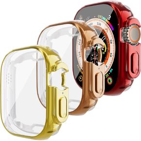 3 Pack 49mm Case for Apple Watch Ultra 49mm, Ultra-Thin Full Coverage TPU Case for iWatch Ultra 49mm Shockproof & Scratch Resistant Cover for Apple Watch Accessory, Gold/Rose Gold/Silver