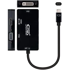 USB-C to VGA/DVI/HDMI Converter (3 in 1), Black