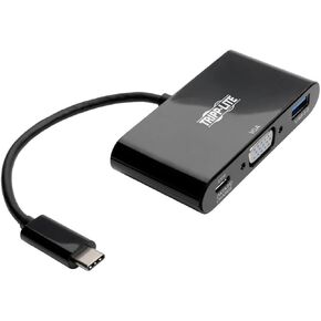 Tripp Lite USB C to VGA Multiport Adapter w/ USB-A Hub & PD Charging 1080p, USB 3.1 Gen 1, Thunderbolt 3 Black (U444-06N-VUB-C)