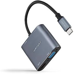 USB-C to HDMI/VGA/USB3.0/PD 15cm Converter, Grey