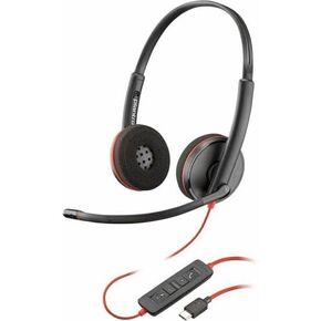 Poly Blackwire C3220 Headset - Stereo - USB Type C - Wired - 32 Ohm - 20 Hz - 20 kHz - Over-The-Head, Over-The-Ear - Binaural - Supra-aural - 5.20 ft Cable - Noise Cancelling Microphone - Black