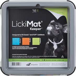 LICKIMAT Indoor Keeper Dog Feeding Station - Slow Feeder Lick Mat Keeper for Dogs Food, Treats, Yoghurt & Peanut Butter - Extend Licky Mats for Dogs into Full Feeder, Grey.