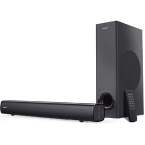 Creative Stage 2.1 Channel Under-Monitor Soundbar with Subwoofer for TV, Computers, and Ultrawide Monitors, Bluetooth/Optical Input/TV ARC/AUX-in, Remote Control and Wall Mounting Kit (Renewed)