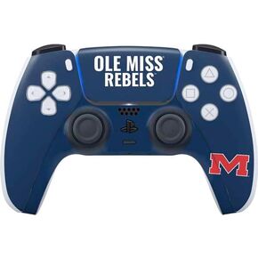 Skinit Decal Gaming Skin Compatible with PS5 Controller - Officially Licensed University of Mississippi Ole Miss Logo Red Design