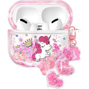 Coralogo for Apple for Airpods Pro 1/2 Case - Women Girls Cute Girly Kawaii for Airpods Pro 2nd Generation Case Cover Glitter Liquid Sparkle Cat Flower Hard Shell Keychain Funda Estuche Forro