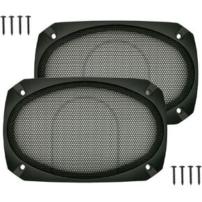 4x6 inch Speaker Grill Covers, One Piece Design Speaker Subwoofer Guard Protector, ABS Plastic Frame with Metal Mesh, Square, Black - 2Pcs