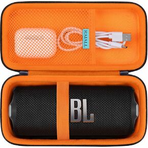 Hard Travel Case for JBL FLIP 7 Waterproof Portable Bluetooth Speaker, JBL FLIP 7 Protective Carrying Storage Bag, Extra Mesh Pocket for Charging Cable Accessories, Black