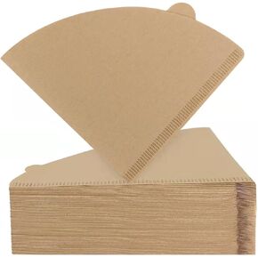 Natural Coffee Filters 200 Count, Unbleached Cone Filters for 2-4 Cup Brewers | Biodegradable, Chemical-Free Paper for Home, Travel & Office Use