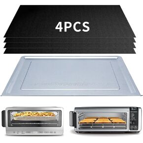 Crumb Tray Replacement for Ninja Foodi SP101 SP151 Air Fryer Oven with 4 Pcs Teflon Mats, Air Fryer Accessories for Ninja airfryer Flip Up Toaster Oven