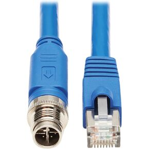 Tripp Lite M12 X-Code Cat6a Shielded Ethernet Cable, M12/RJ45 Cable, 10G F/UTP CMR-LP (M/M), IP68, 60W Power Over Ethernet, Blue, 6.6 Feet / 2M, Lifetime Manufacturer's Warranty (NM12-6A2-02M-BL)